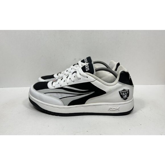 Vintage Reebok NFL Las Vegas Raiders Shoes Men’s Size 10.5 Black Silver Oakland - Picture 3 of 8